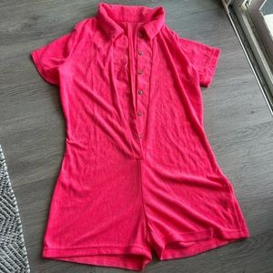 Neon pink romper Coachella outfit idea